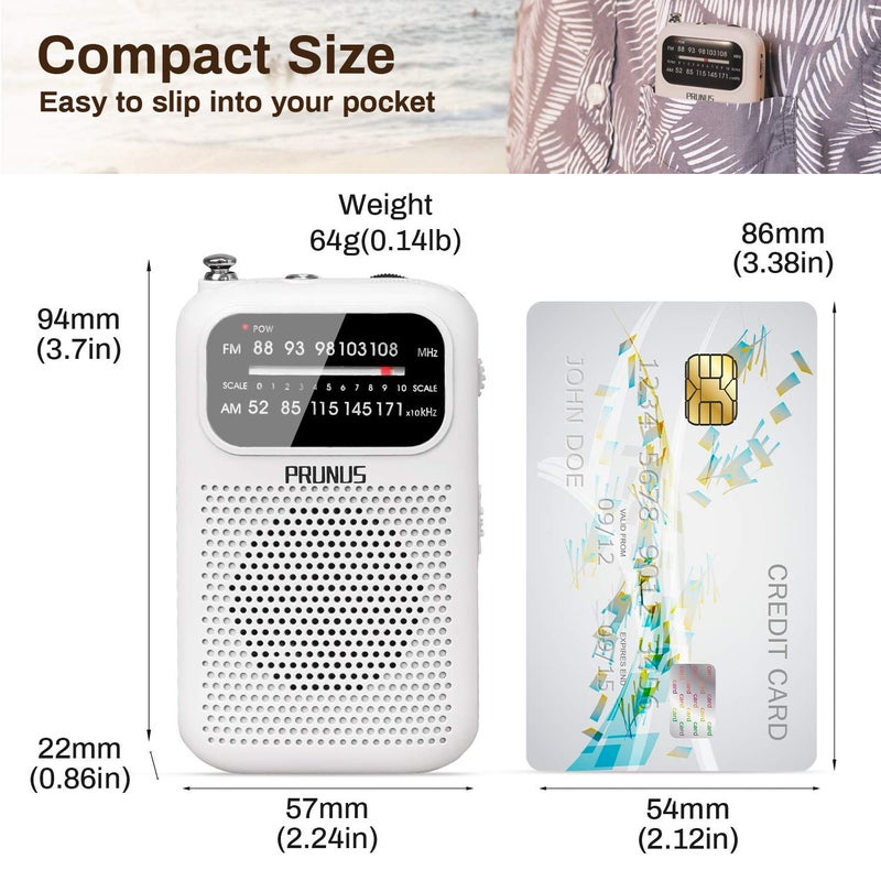 PRUNUS J-777 Pocket Radios Portable AM FM Small Personal Radio with Best Reception, AAA Battery Operated Transistor Radio with Headphone & Speaker for Walk/Jogging/Camping,Christmas Stocking Stuffers - Image 4